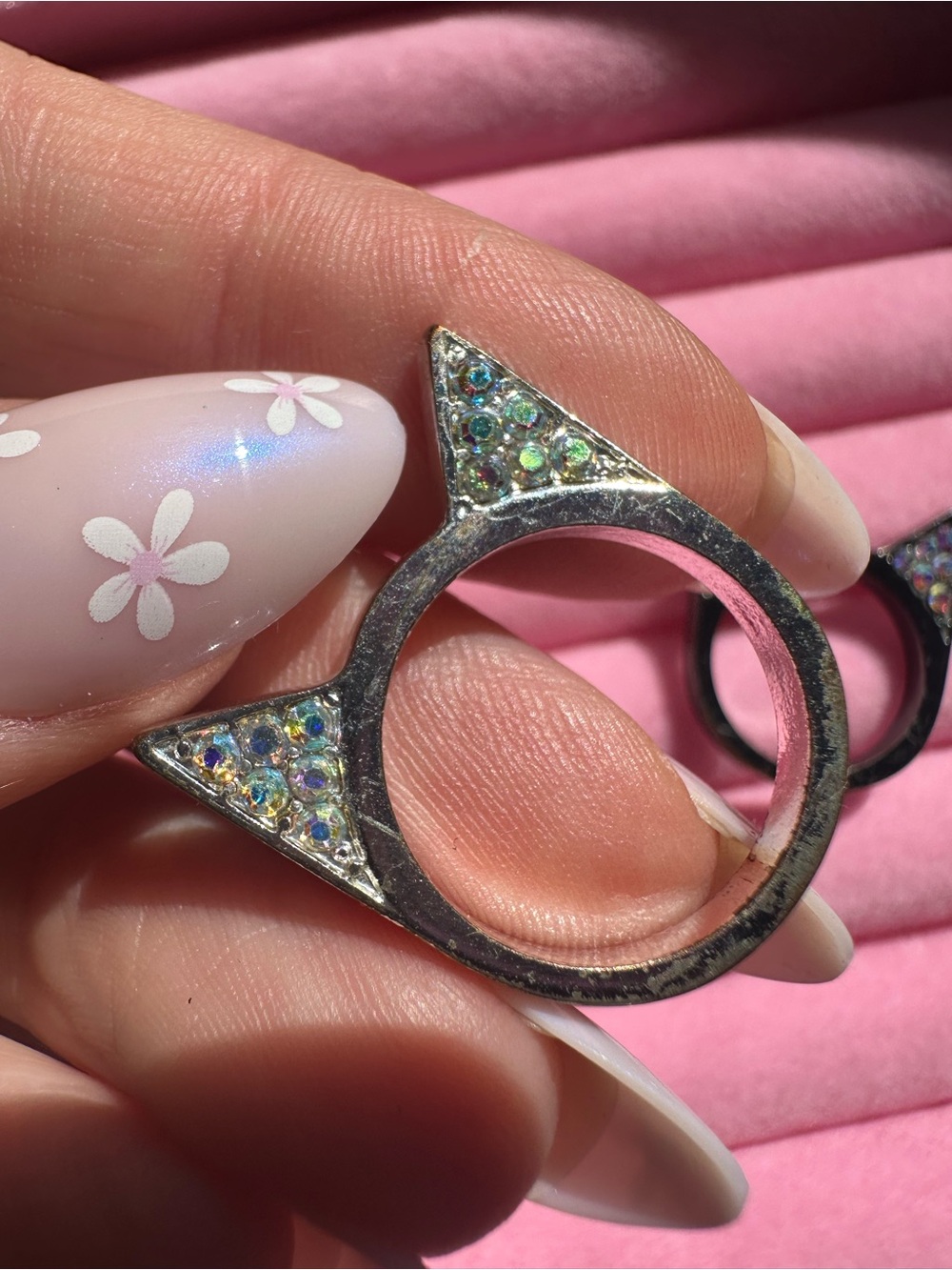 Prism • Iridescent Rhinestone Cat Ear Rings - Picture 14 of 17